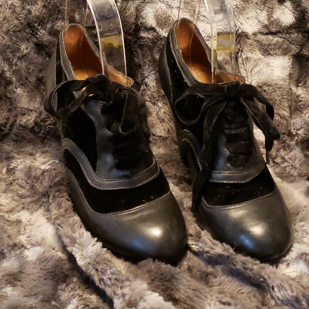 Juicy Couture Black Velvet and leather high heels